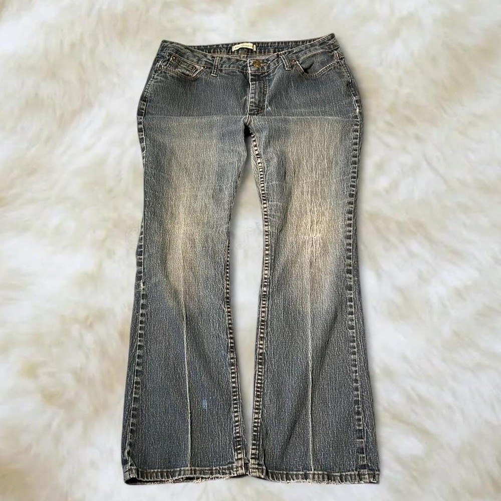 Riders Y2K Low Rise Bootcut Flare Jeans Vintage Faded Wash Blue Denim 14P XL